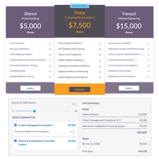 Acoustic Service Pricing Tiered Pricing Fresh Proposals