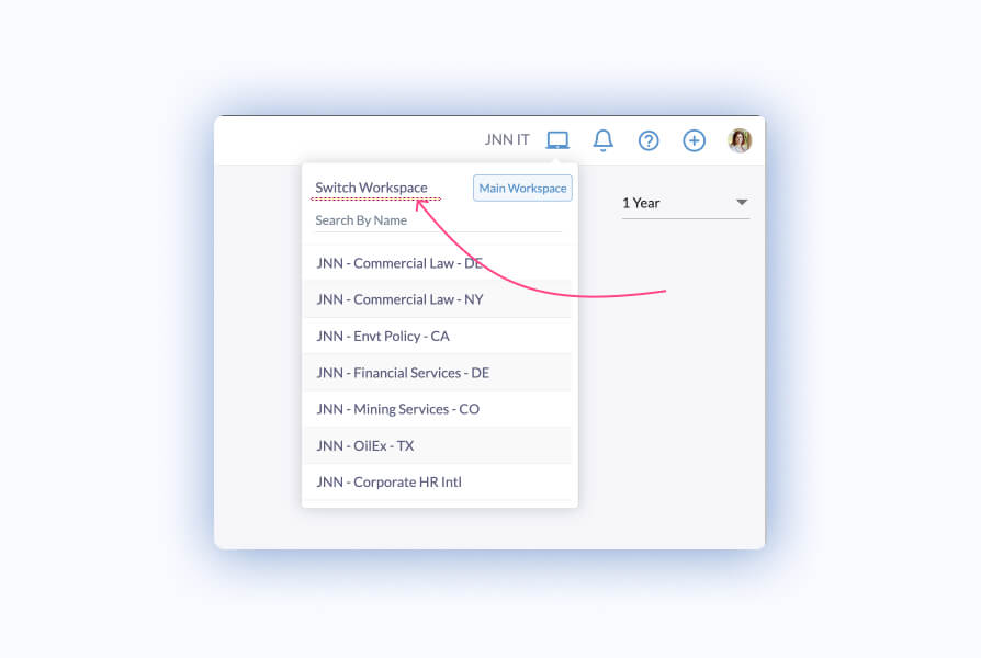 Switch Workspace Menu Popup