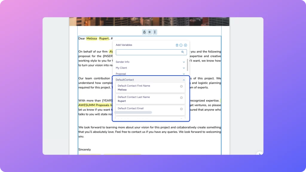 Use Default Contact Variables in Editor