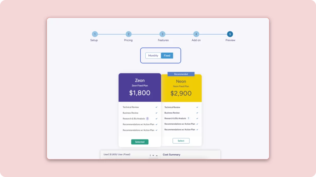 Selecting Monthly Vs Fixed Tier Package -Fresh Proposal Software Update-May25