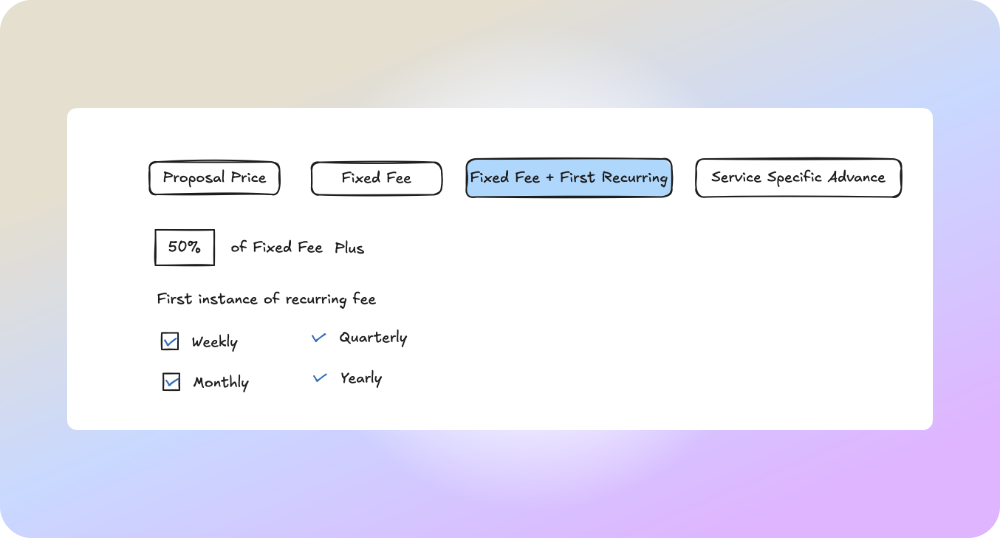 Fresh Proposal Software Update July 2025 - Service Fee Item Billing - Options