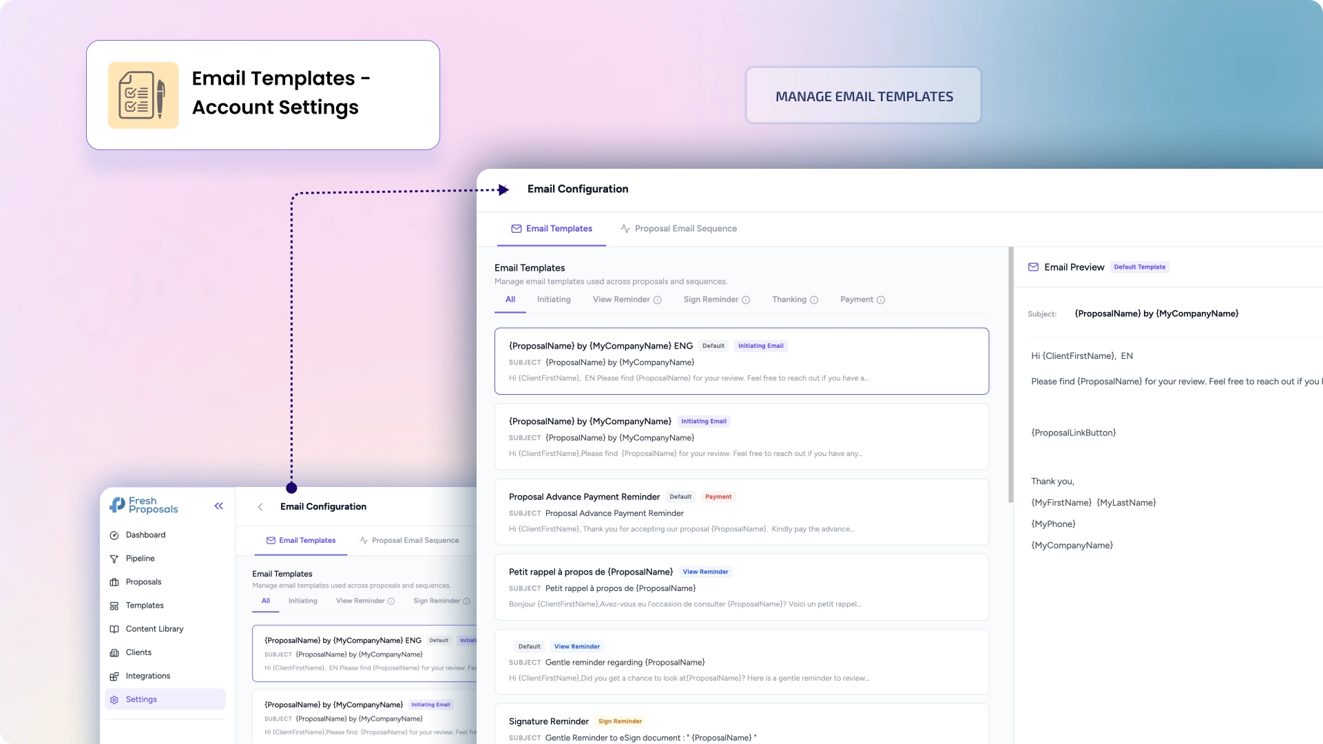Fresh Proposal Software Update - Account Level Email Templaets