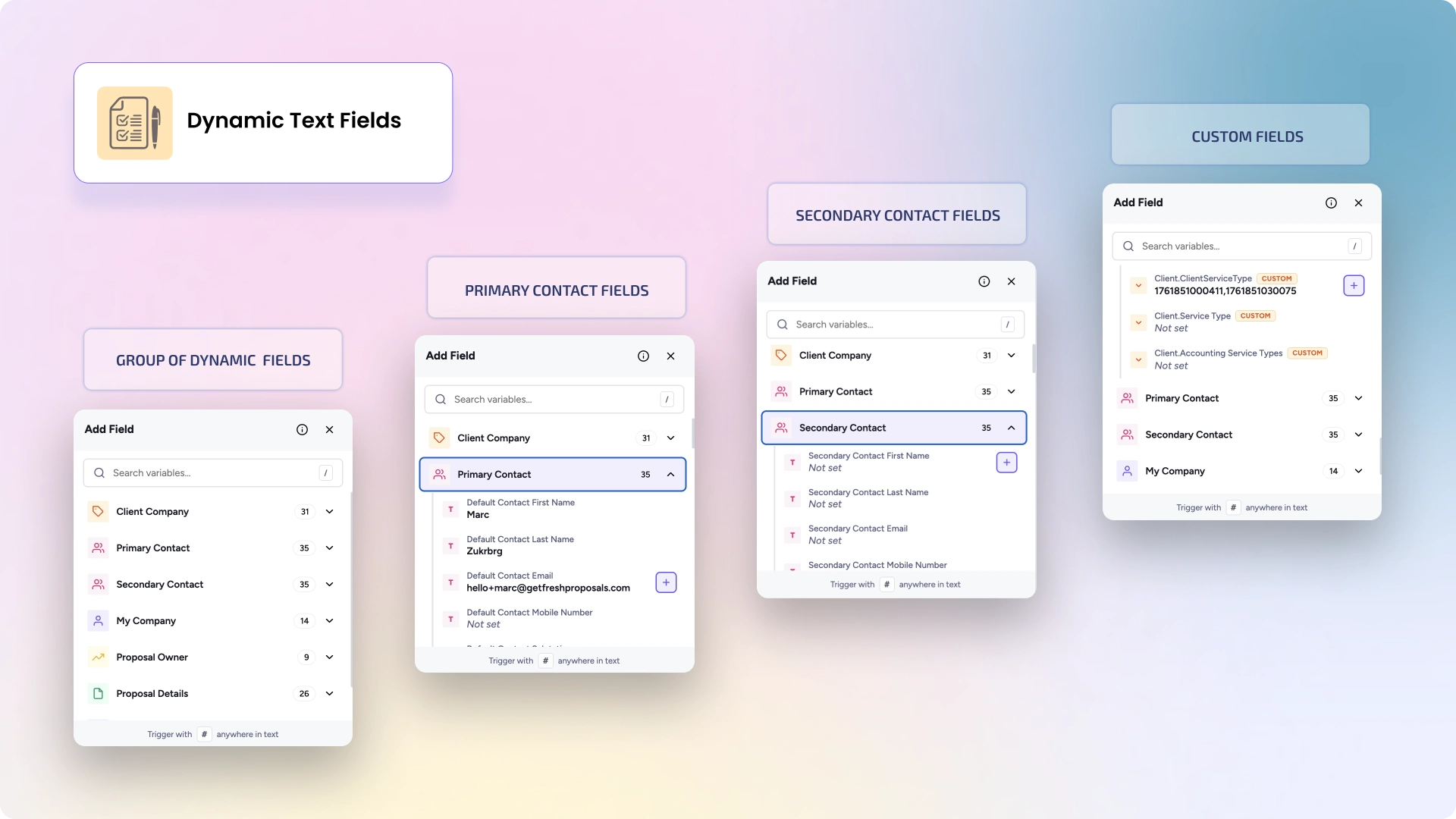 Fresh Proposal Software Update - Dynamic Fields Popup