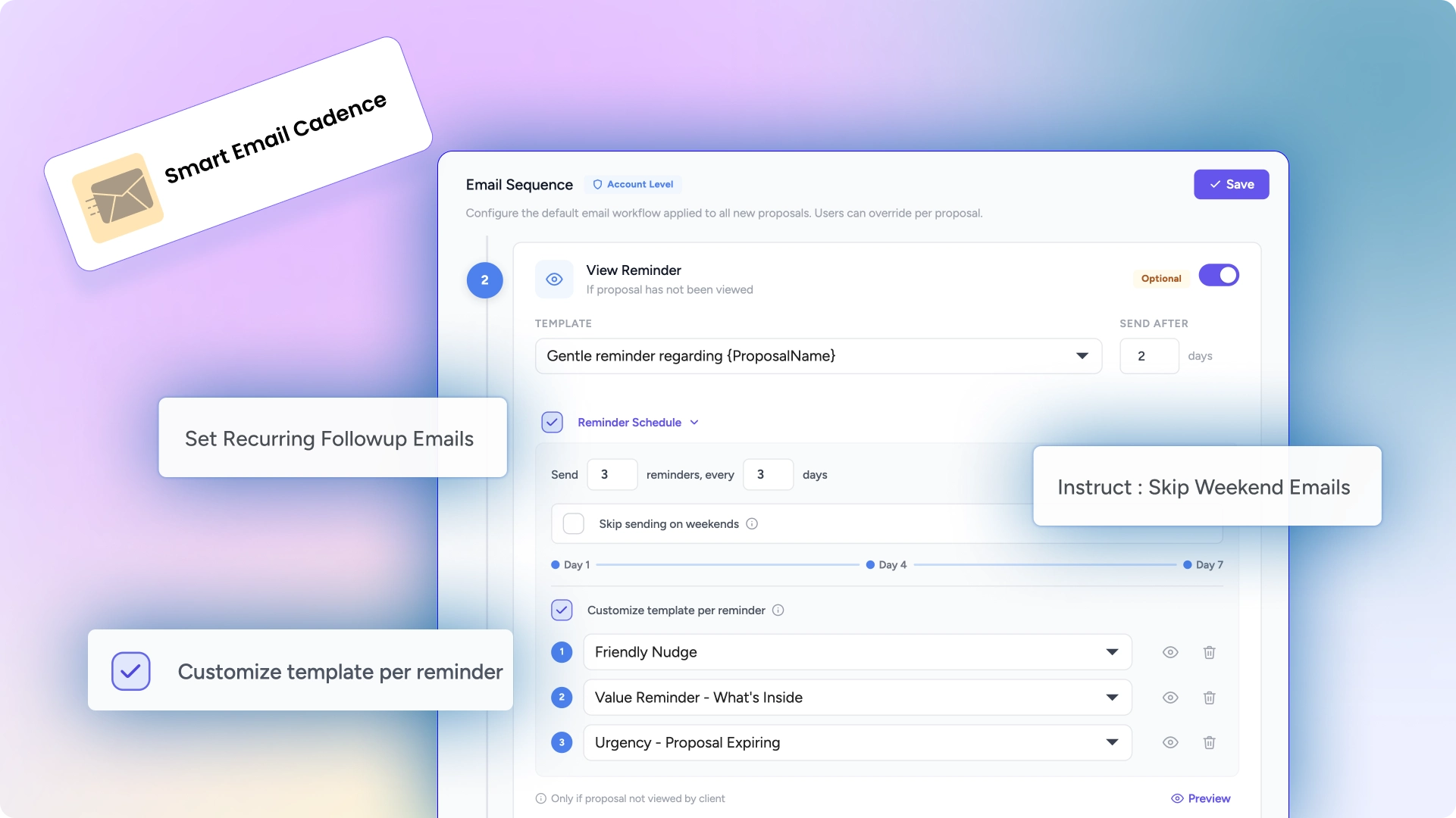 Smart Email Cadence Details - Fresh Proposal Software Update April 2026